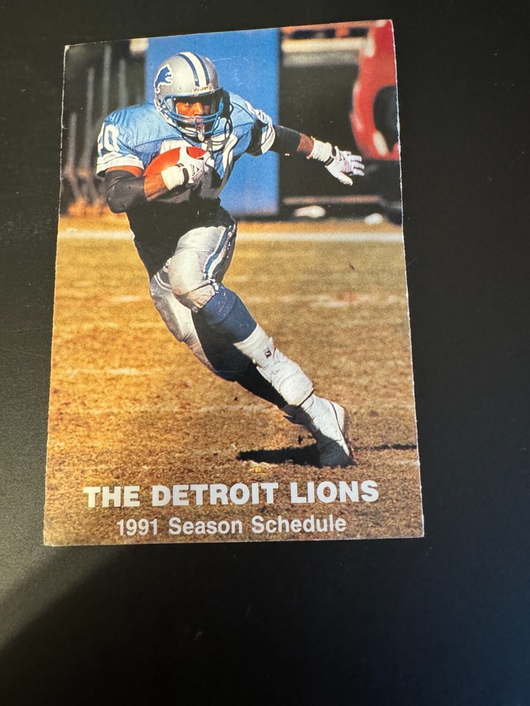 1991 DETROIT LIONS CARD SCHEDULE - Barry Sanders distributed By Detroit Lions