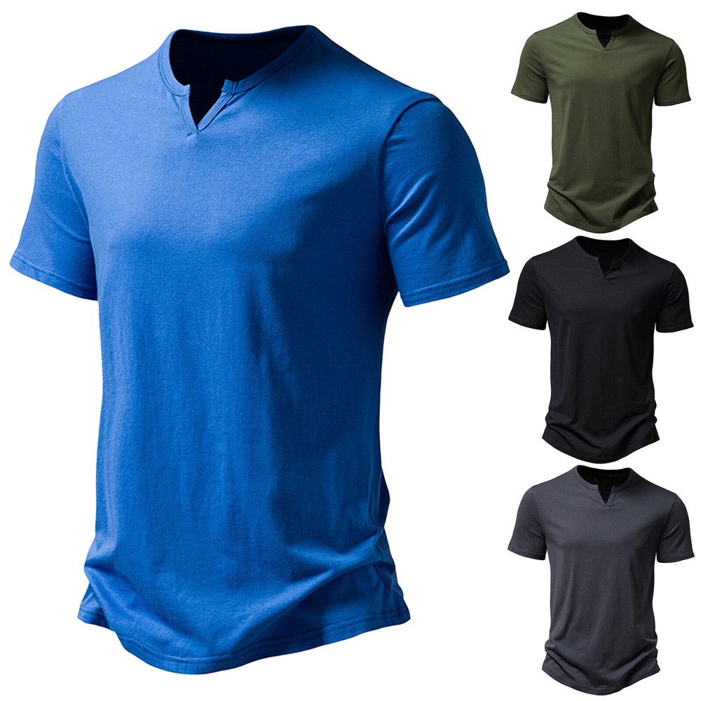 Men's T-shirt Casual Slim Fit V Neck Short Sleeve Muscle Workout Tee Top Blouse