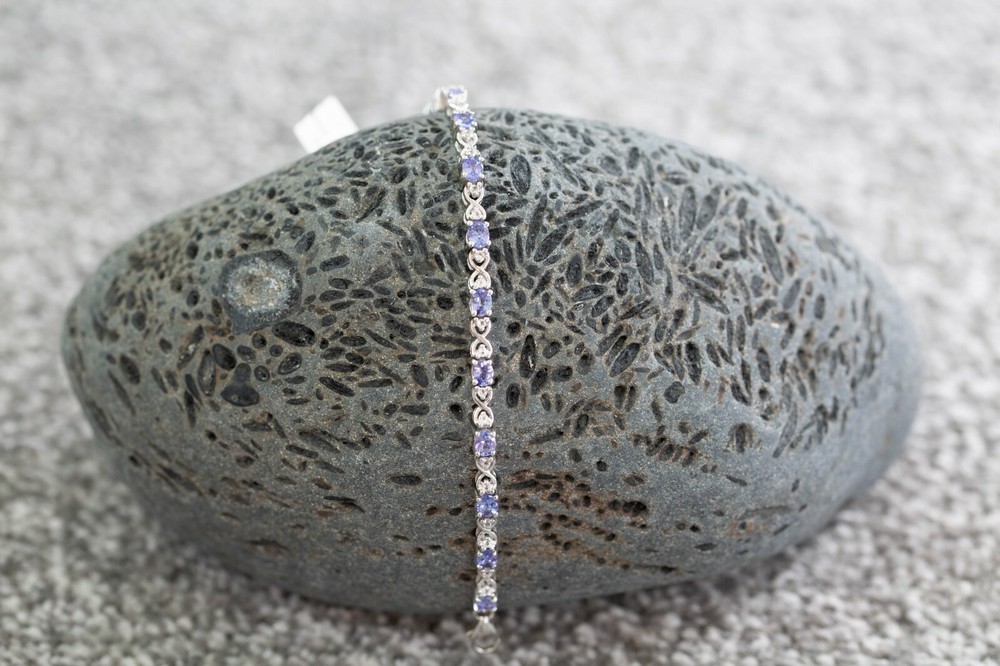 Tanzanite & White Topaz Sterling Silver Bracelet - AA Quality-image