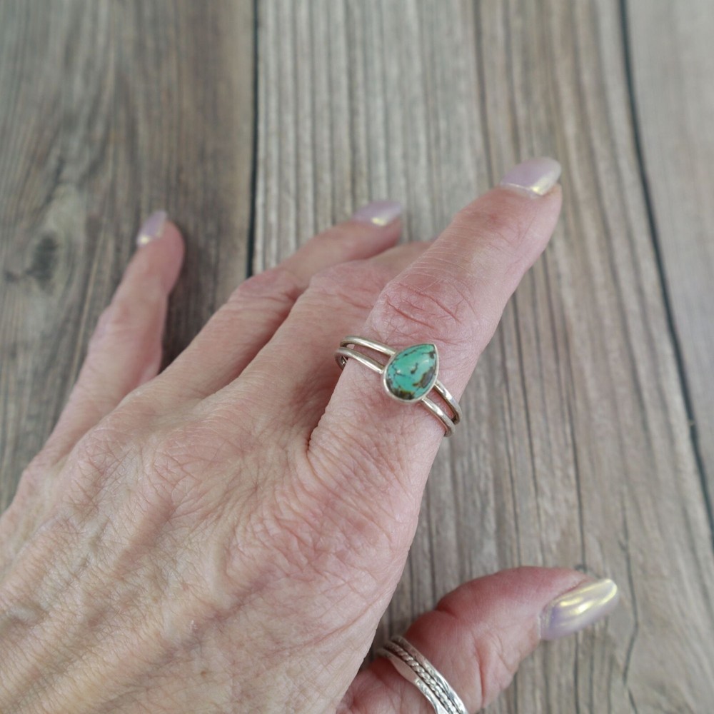 Turquoise Lenox Ring Women 10 Silver Boho Bohemian Gypsy Hippie Anniversary