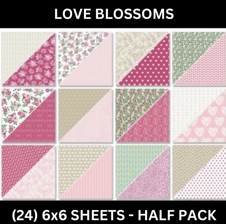 Stampin Up LOVE BLOSSOMS Designer Series Paper DSP - Half Pack - (24) 6x6 Sheets
