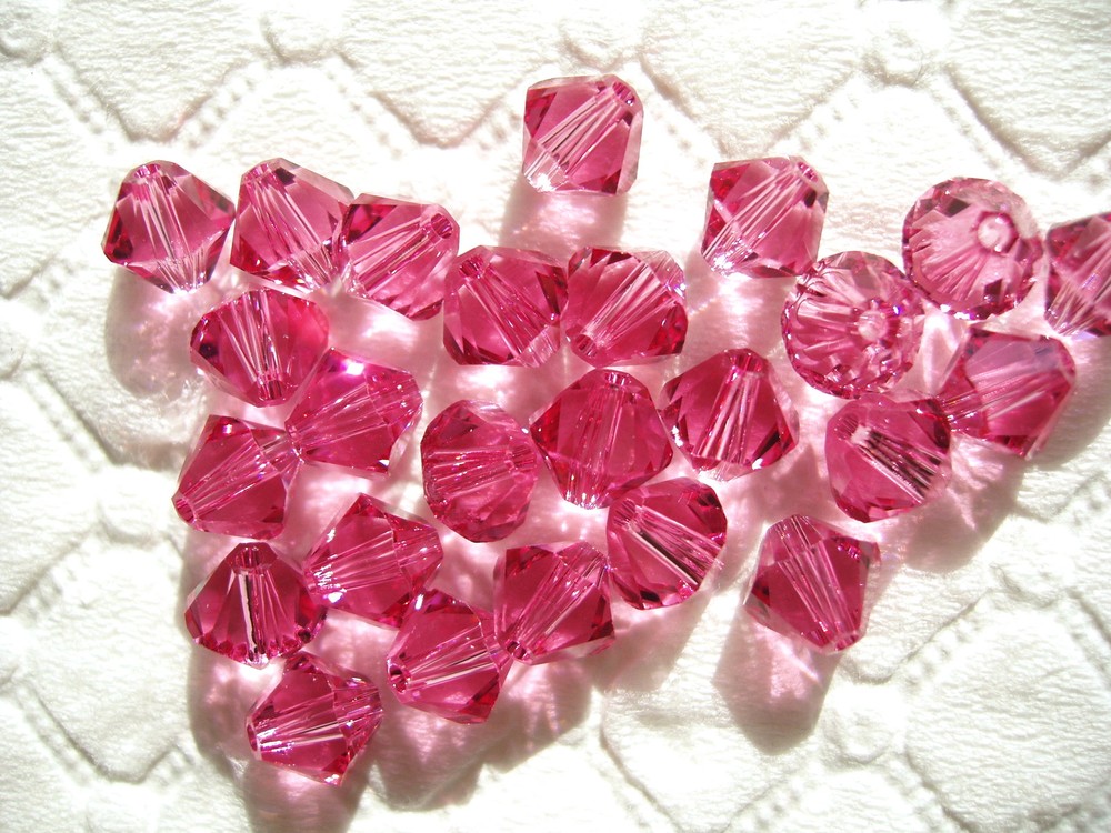 50 pc SWAROVSKI CRYSTAL ROSE Loose BEADS 6mm 5328 Bicone PINK, OCTOBER Free Ship