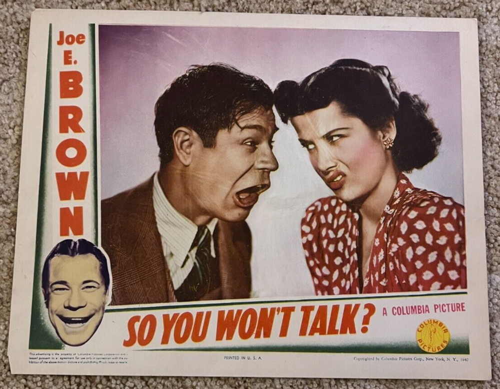SO YOU WON'T TALK? 1940 MOVIE LOBBY CARD JOE E. BROWN FRANCES ROBINSON