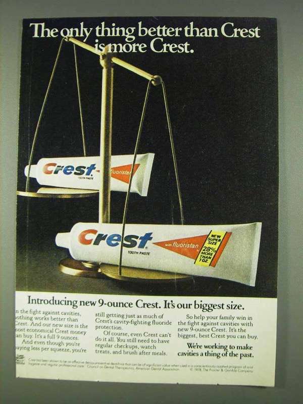 1978 Crest Toothpaste Ad - A Smile Better Than Anything Else