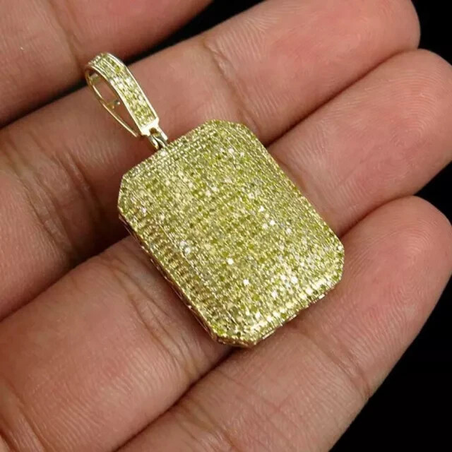 1.60Ct Lab Citrine Dome Pillow Pendant 14K Yellow Gold Plated