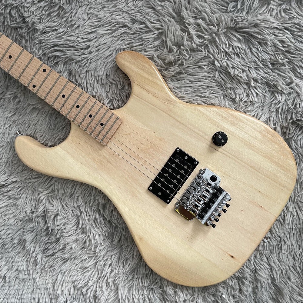 Unfinished DIY Electric Guitar Floyd Rose Bridge Maple Fretboard Chrome Hardware