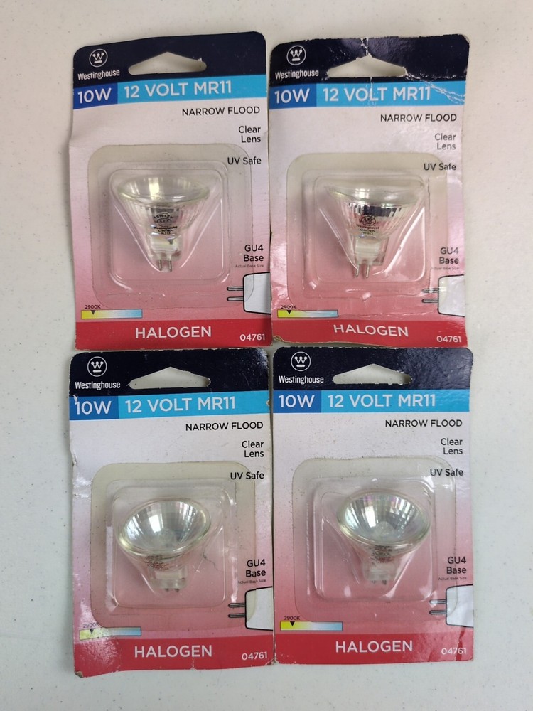 Lot of 4 Westinghouse MR 11 - 12V 10W GU4 Base Narrow Flood Light- 4 Bulbs