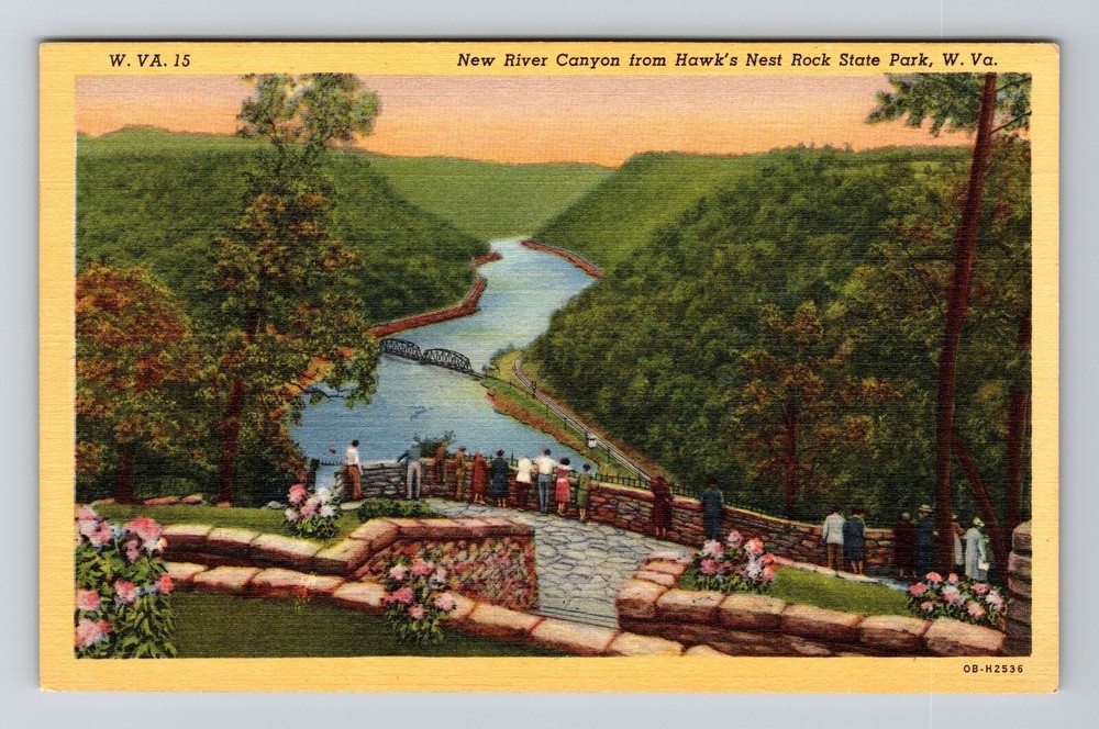Hawk's Nest Rock State Park WV-West Virginia New River Canyon Vintage Postcard