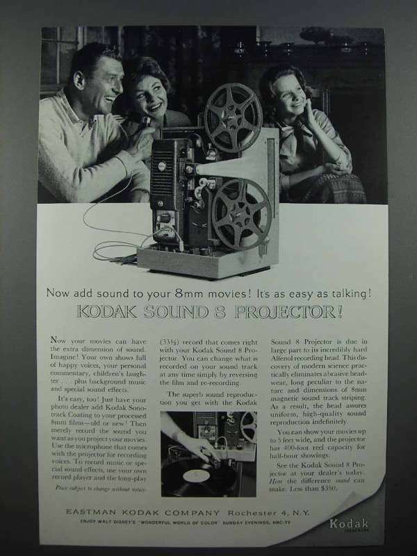 Vintage 1962 Kodak Sound 8 Movie Projector Retro Advertisement