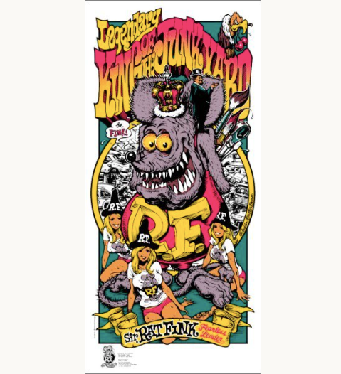 Rockin Jelly Bean Rat Fink Silkscreen Poster 72x34cm Limited Edition 200 Erostika