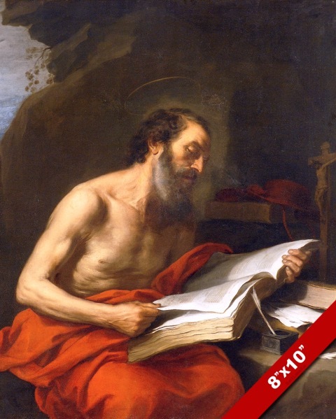 SAINT JEROME READING THE SCRIPTURES PAINTING CHRISTIAN BIBLE ART CANVAS PRINT
