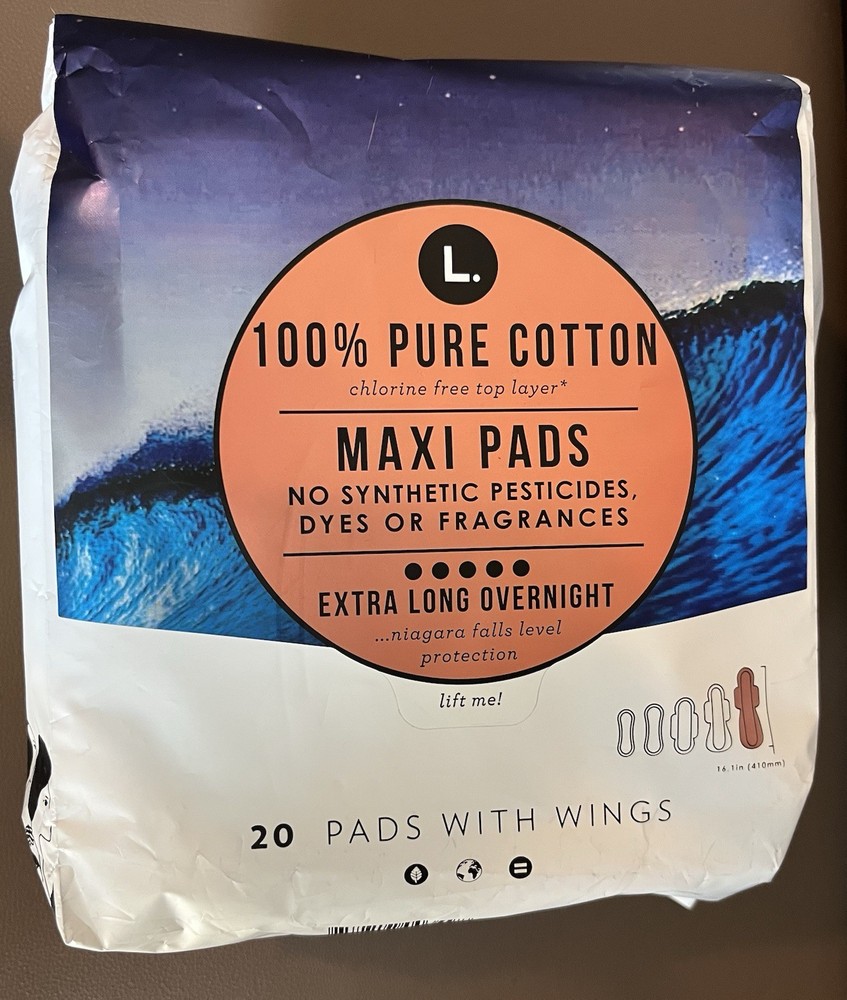Chlorine-Free L. Cotton Extra Long Overnight Maxi Pads 20ct