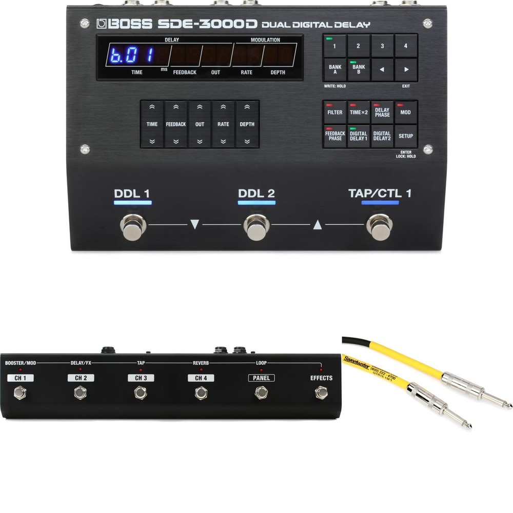 Boss SDE-3000D Dual Digital Delay Pedal and GA-FC Foot Controller Bundle