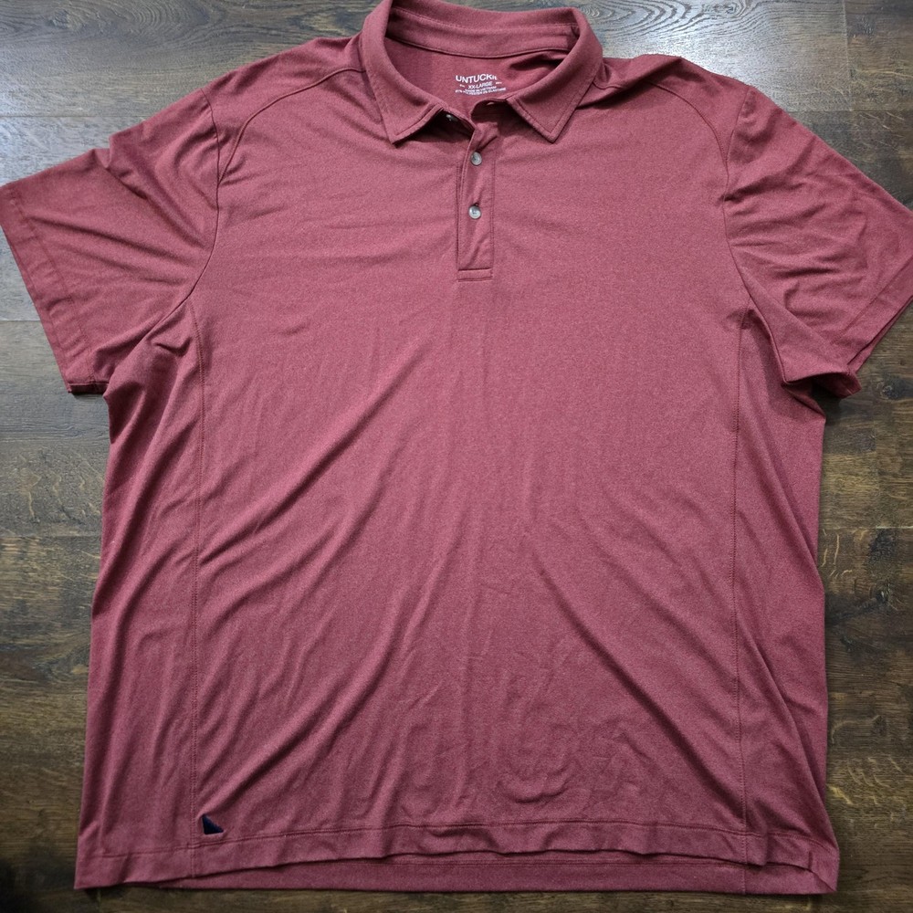 UNTUCKit Polo Shirt Mens 2XL Red Clavidor Stretch Performance Golf Short Sleeve