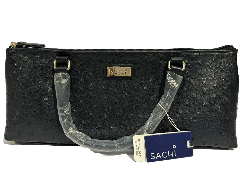 Sachi La Soir’ee Insulated Wine Purse Clutch (Black Ostrich)