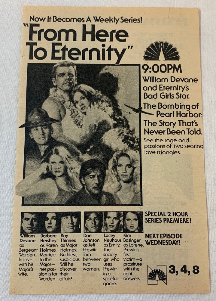 1980 NBC TV ad for From Here to Eternity featuring William Devane Pearl Harbor bombing drama