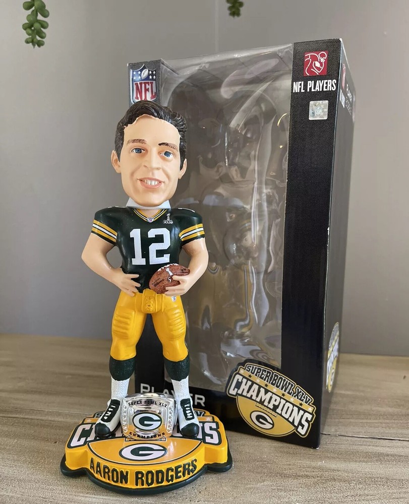 Aaron Rodgers Green Bay Packers Super Bowl XLV Ring Bobblehead New in Box-image