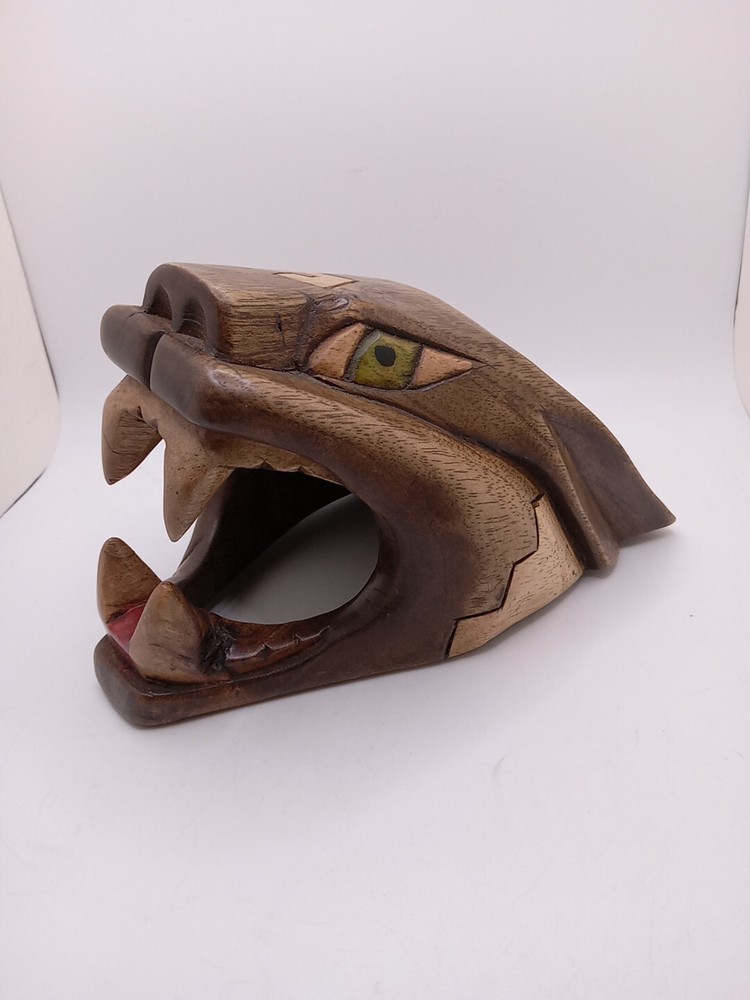 Aztec/Mayan MCM Hand Carved Jaguar Head~Unique/Cool Folk Art-Latin America