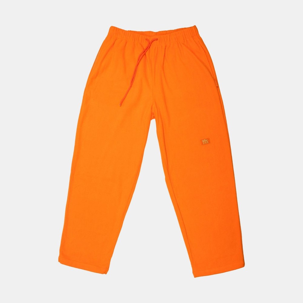 Men's Orange Polyester Polar Fleece Sweatpants - Size S-image