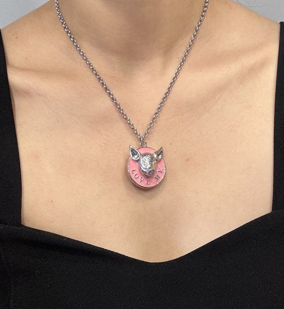 Vivienne Westwood Punk Y2K Pink Pig Round Necklace With Box Christmas Gift