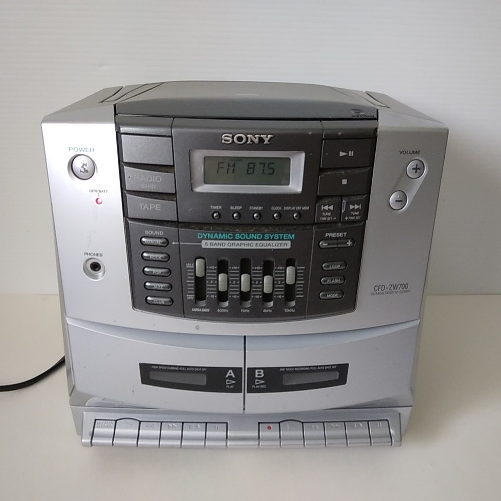 Sony CFD-ZW700 CD Cassette Player Radio with Cord Tested Working Main Unit Only