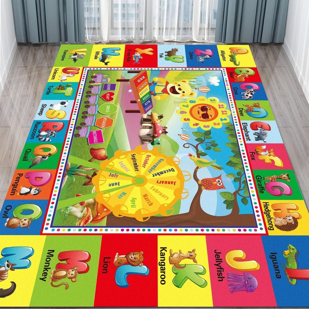 ABC Rug Play Mat for Kids Playroom Alphabet Design 59x39.4 Inches-image