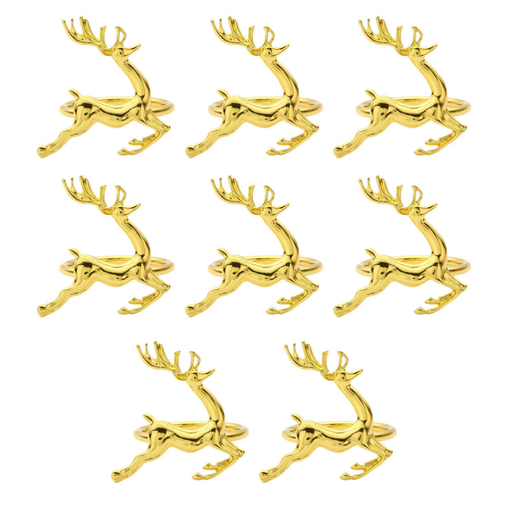 8 Pcs Xmas Christmas Napkin Holder Fawn Rings Stunning Table Setting Decor