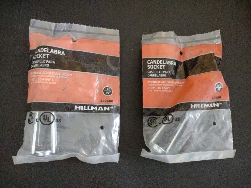 Lot of 2 Hillman 75-Watt Brown Lamp Candelabra Sockets Model 427688 for Vintage Lighting