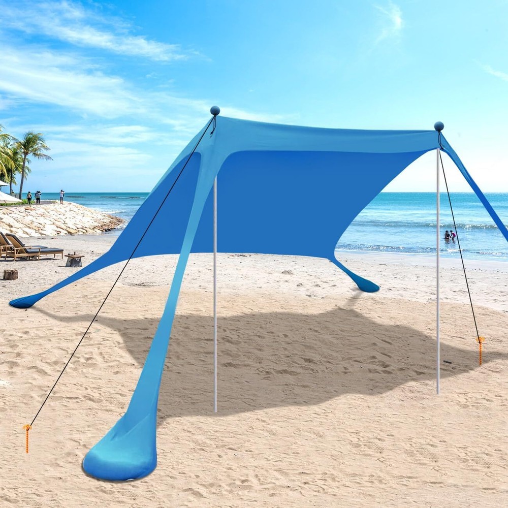 Portable Beach Tent with UPF 50+ Sun Protection - Lightweight Outdoor Sun Shelter Canopy with Sandbags for Ultimate Shade and Stability