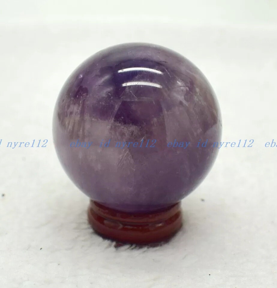 AAA+ Natural Amethyst Quartz Crystal Sphere 40mm Healing Stone with Stand-image