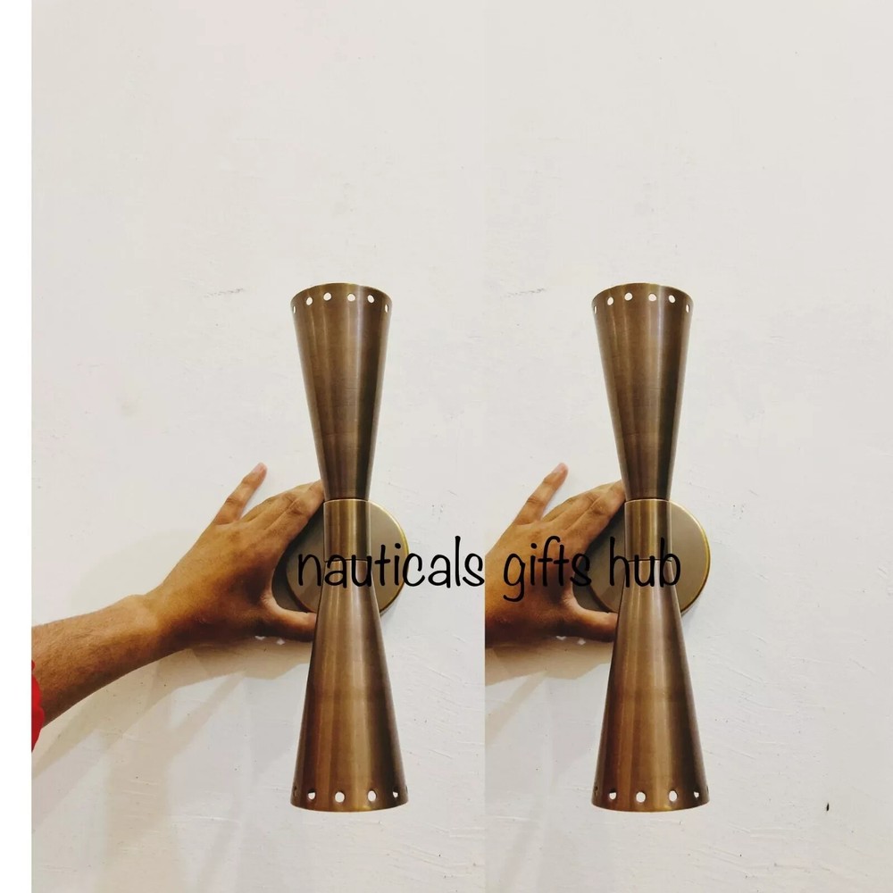 Vintage 1950s Italian Brass Wall Sconce Fixture with 2 Bulbs Mid Century Lighting