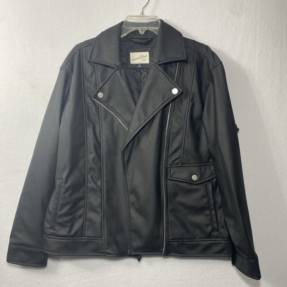 Universal Thread Woman’s Med Jacket Black Polyurethane Coating Polyester Lined