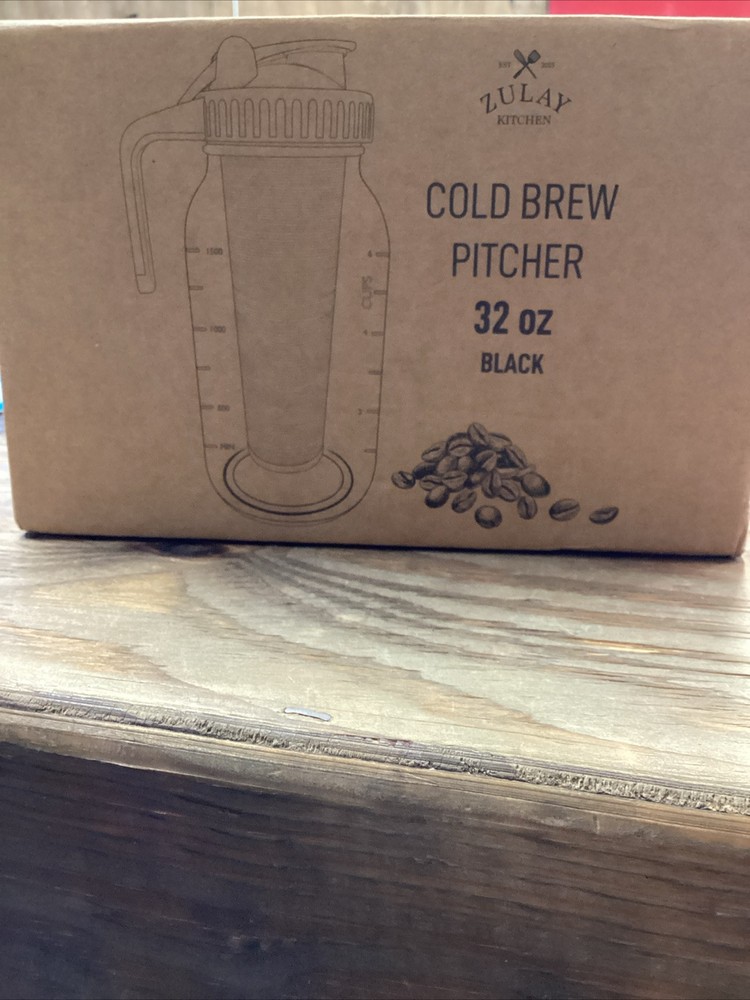 Zulay Kitchen 32oz Black Cold Brew Pitcher for Iced Coffee Lovers