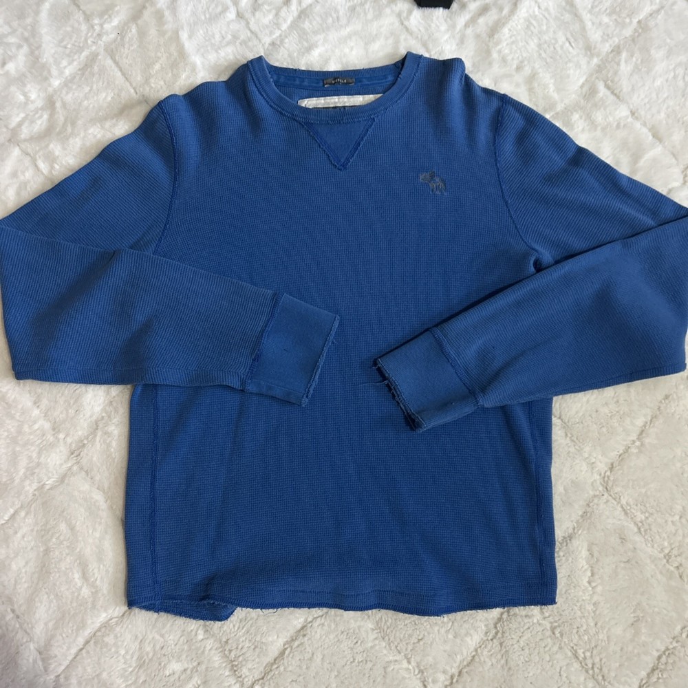 Abercrombie Fitch Shirt Adult Large Blue Muscle Thermal Long Sleeve Moose-image