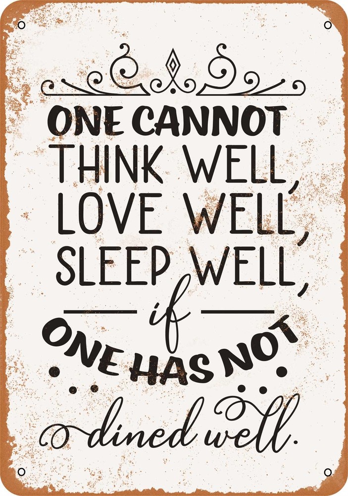 Vintage Metal Sign About Dining Essentials - Aged Finish