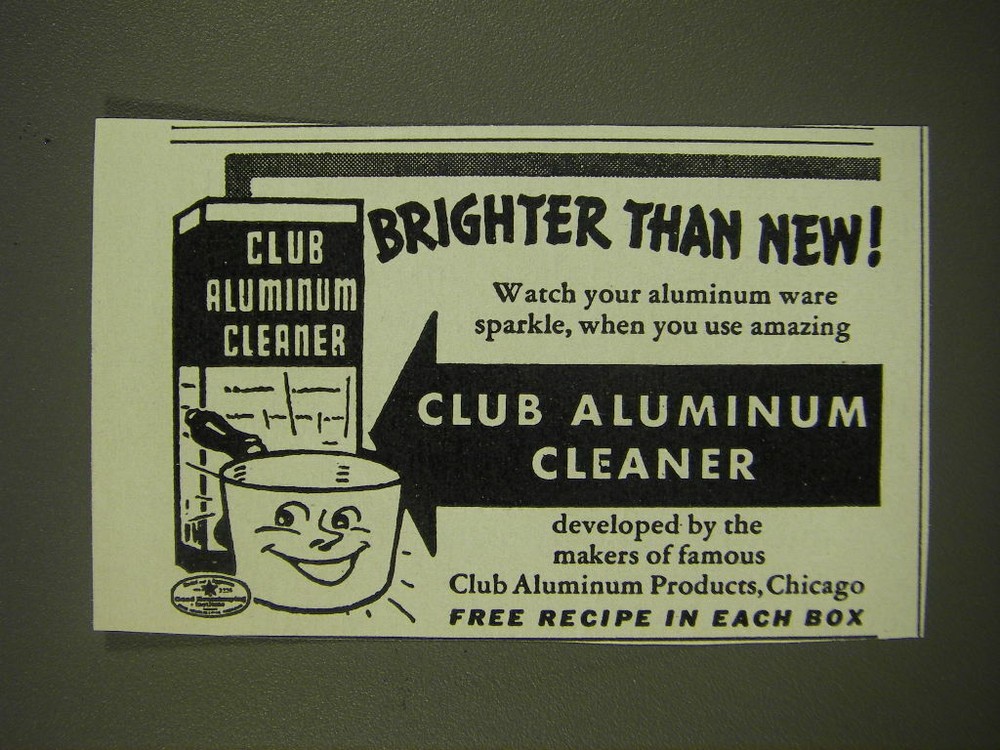 1939 Club Aluminum Cleaner Ad - Brighter than new!-image