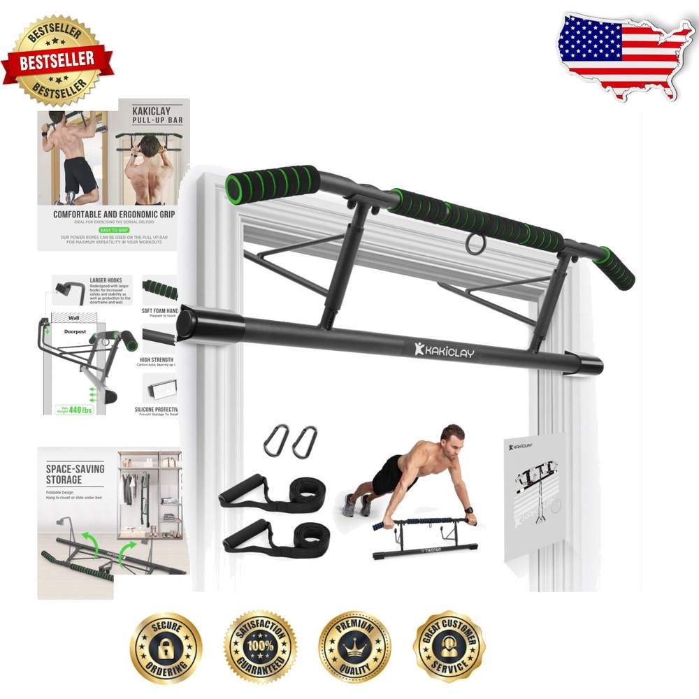 Heavy Duty Portable Pull Up Bar with Suspension Straps - For Stronger Upper Body