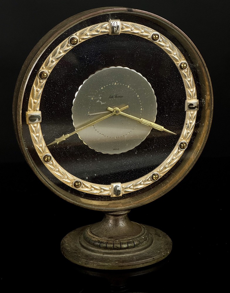 C20 Antique Vintage Seth Thomas Bronze Table Alarm Clock Moto Meter Adv. Ornate!