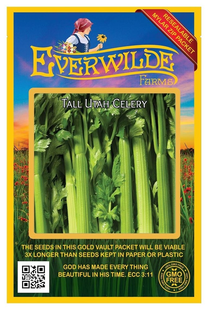 1 Oz Tall Utah 52-70 Celery Seeds - Everwilde Farms Mylar Seed Packet