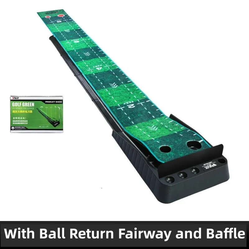 3-in-1 Golf Putting Mat with Ball Return & Putter Trainer for Indoor Practice