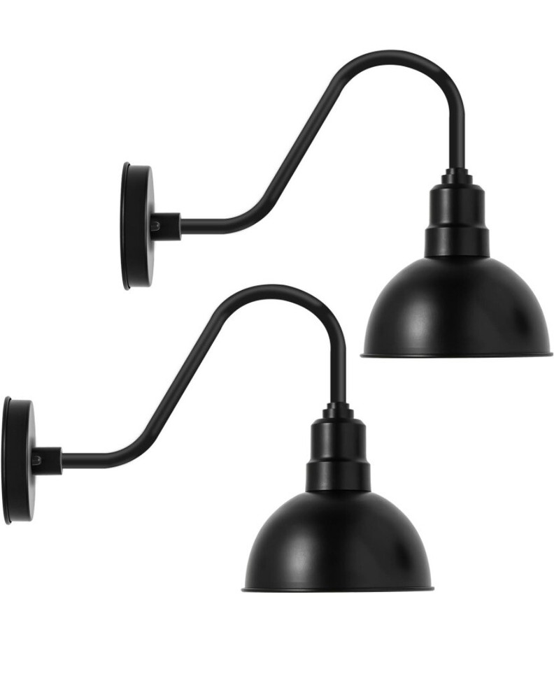 Outdoor Barn Light Fixtures, 2 Pack Farmhouse Gooseneck Exterior Wall Lantern