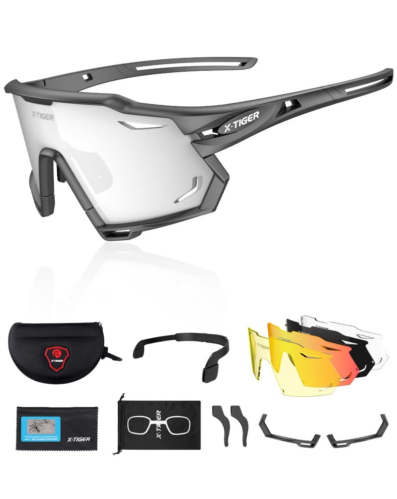 Polarized Cycling Glasses with 5 Interchangeable Lenses,MTB Biking Baseball R...