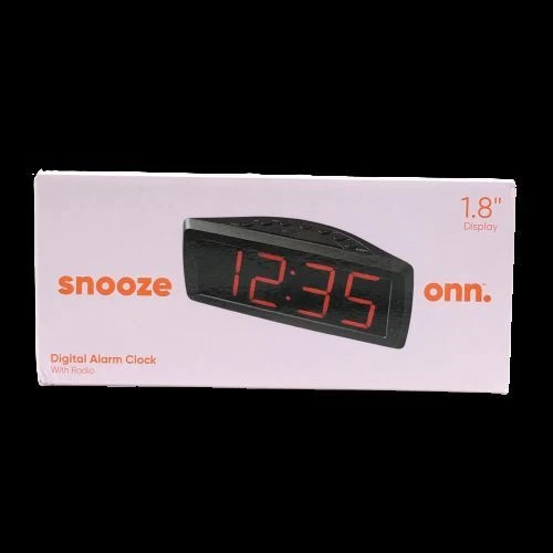 Snooze ONN Digital Alarm Clock W/ Radio AAABLK100008726 1.8
