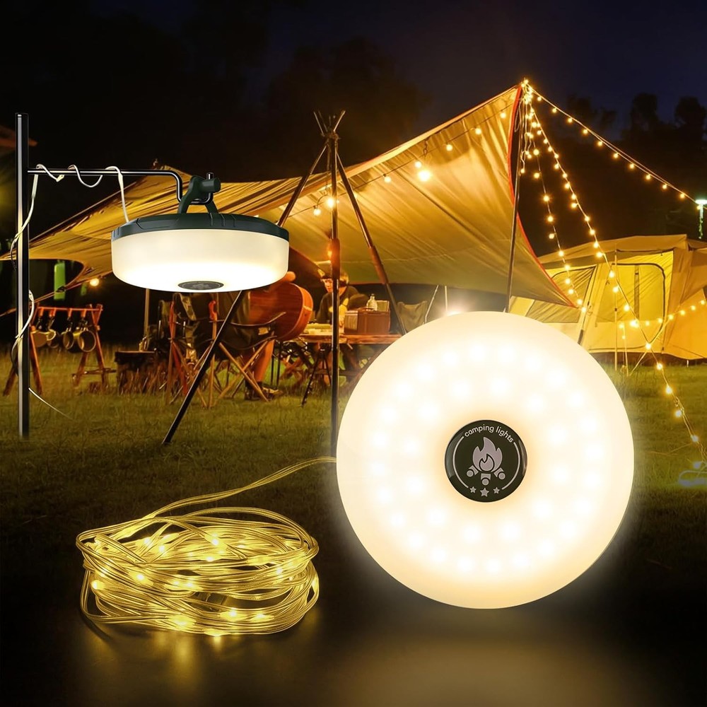 32.8FT Christmas String Light Outdoor 4 in 1 USB Rechargeable Camping Tent Lamp