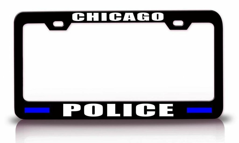 CHICAGO POLICE Police Steel Bl License Plate Frame