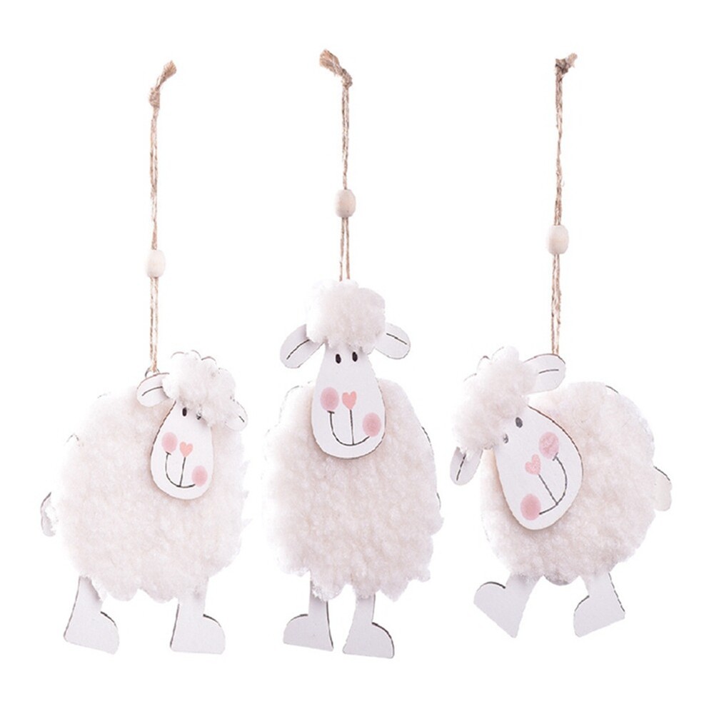 Wooden Pendant Cute Little-Sheep Hanging Ornament for Home Festival Party8412