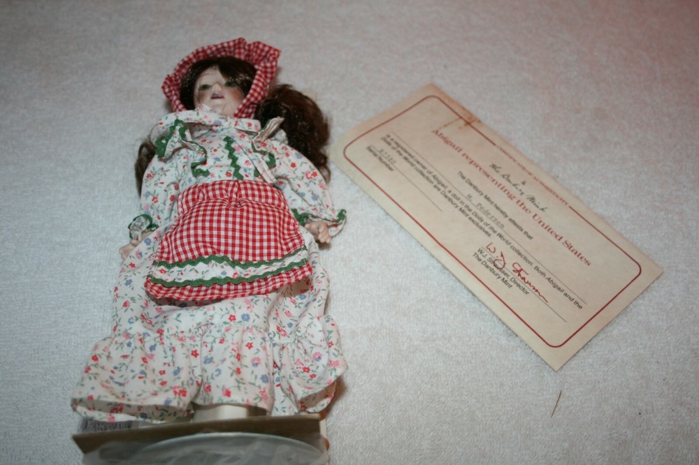 ABIGAIL REPRESENTING THE USA DANBURY MINT PORCELAIN DOLL W/ CERTIFICATE & STAND-image