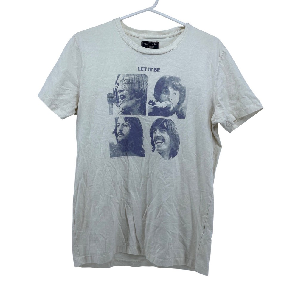 Abercrombie Fitch Mens Let It Be Beatles Graphic T Shirt Size S Cream-image