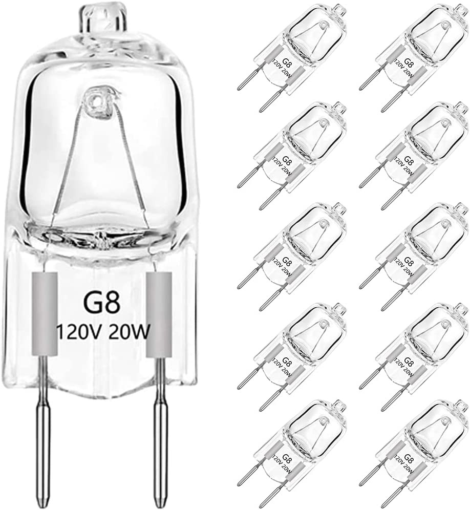 10pcs G8 Halogen Bulb Light 120v 20w Base Dimmable Bulbs T4 Xenon White Warm LED