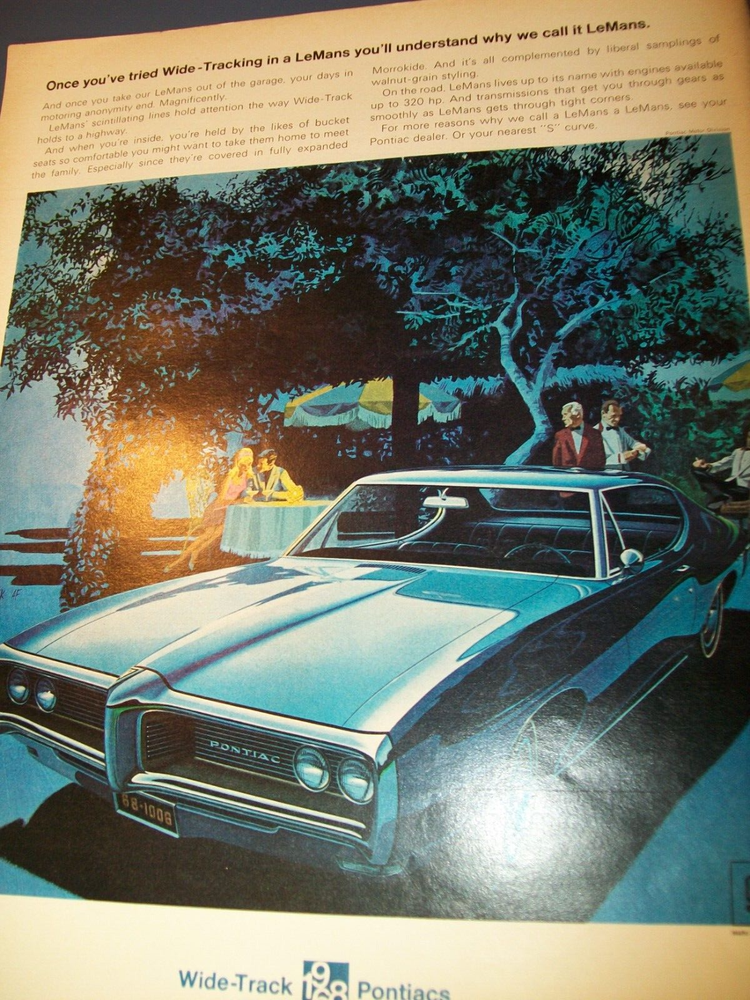 1968 Pontiac LeMans coupe large-mag car ad -